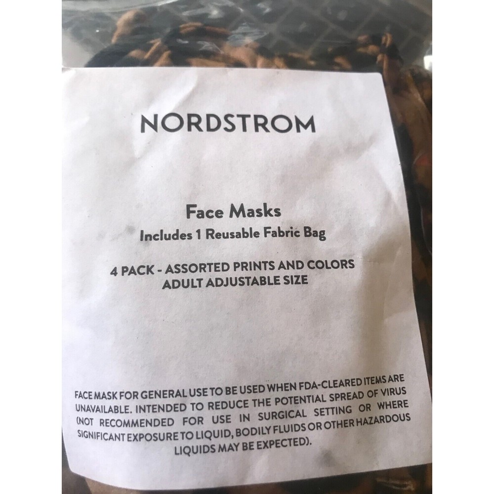 Nordstrom Reusable Variety Face Masks with Fabric bag 4 per pack* 5packs